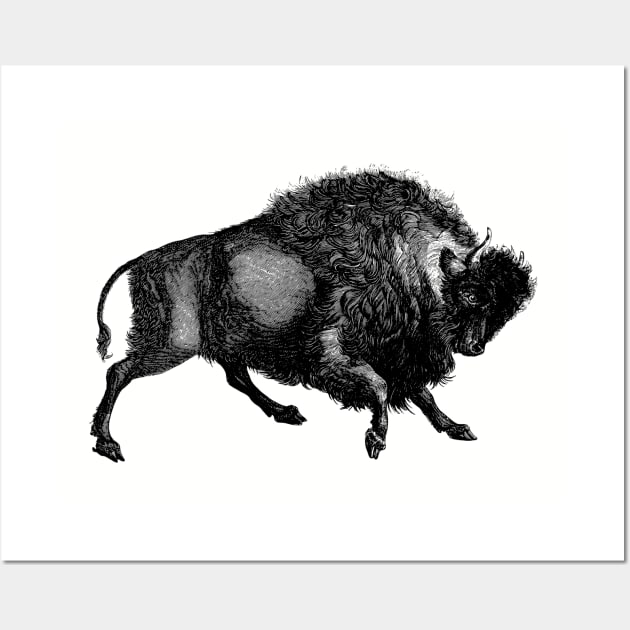 Vintage Bison retro Buffalo illustration Wall Art by AltrusianGrace